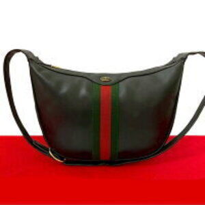 GUCCI Sherry line GG logo leather Shoulder Bag black